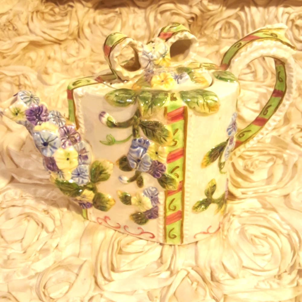 Teapot Decorative Floral Ribbon - Ceramic - Picture 2 of 16